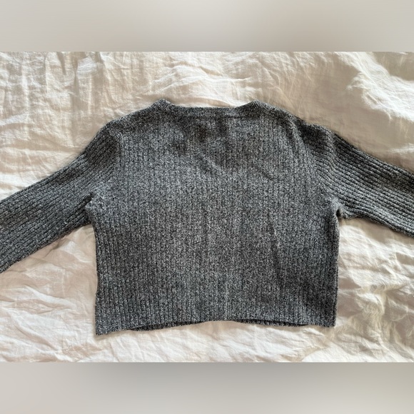 Aritzia Babaton Women's Wool Linen Nathaniel Crop Sweater in Heathered Gray XS - Picture 5 of 10